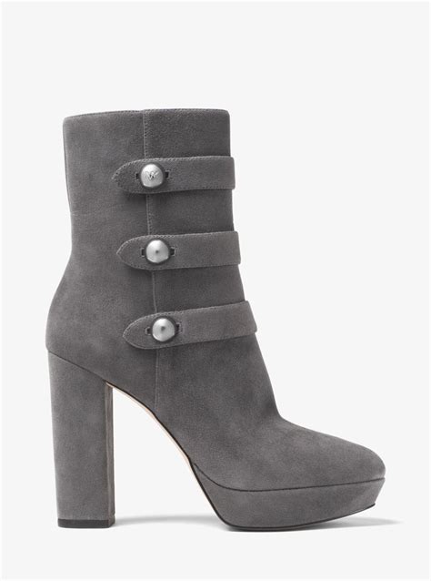 michael kors grey sweede boots|michael kors leather platform boots.